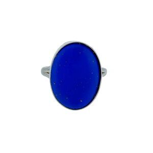 Vintage Serling Silver 925 Oval Blue Lapis Lazuli Ring Size 8.25